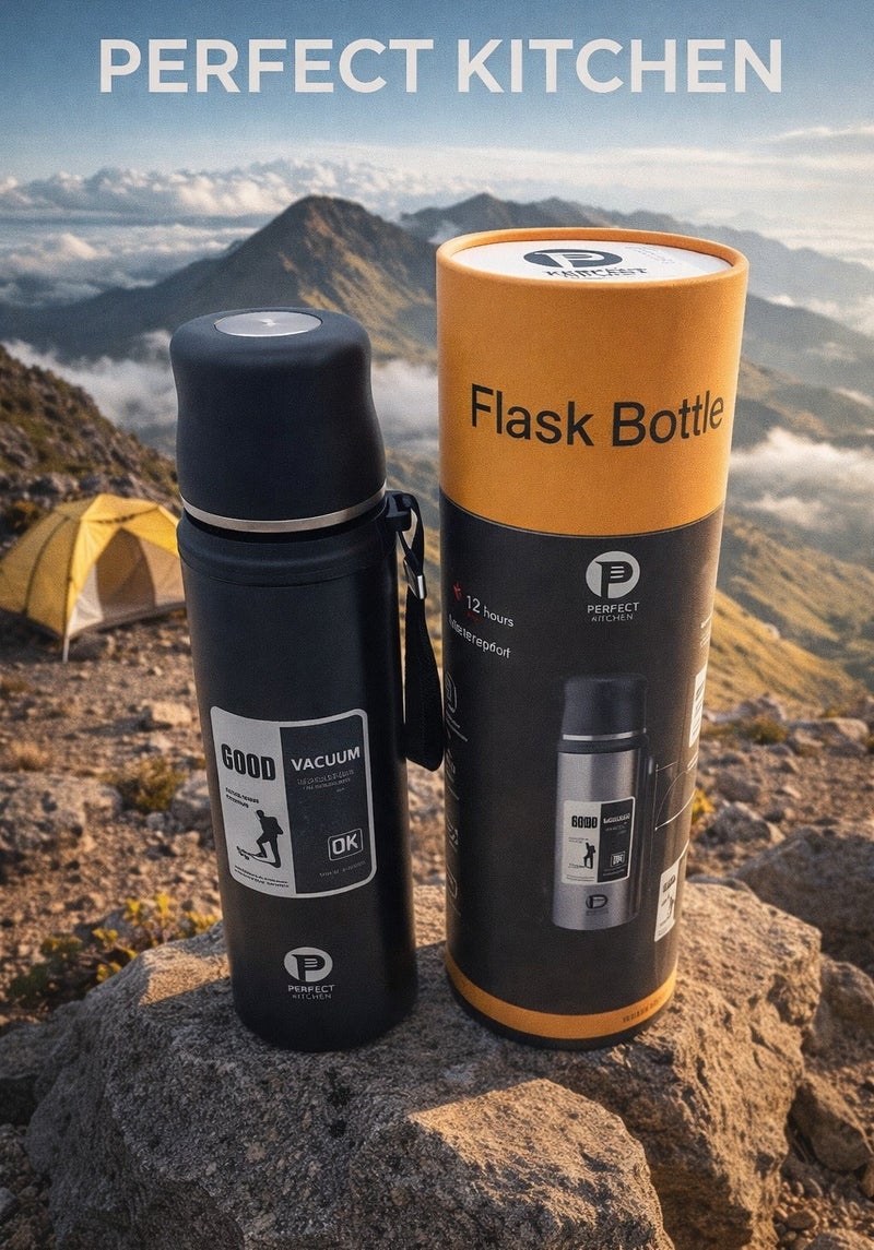 بيرفكت كيتشن قارورة حافظة للحرارة حتى 12 ساعه ستانلس ستيل 1000مل أسود - Image 3